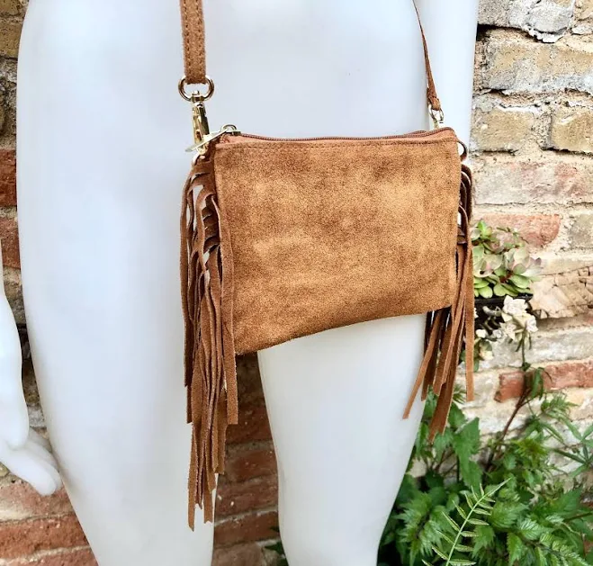 bag Genuine Suede Leather Crossbody Bag with Fringes Etsy - goodtimesbarcelona $34.38