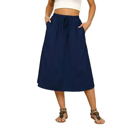 skirt Gleelaud Women's Flowy Elastic High Waist A-Line Skirt with Pockets Walmart - Gleelaud $14.02