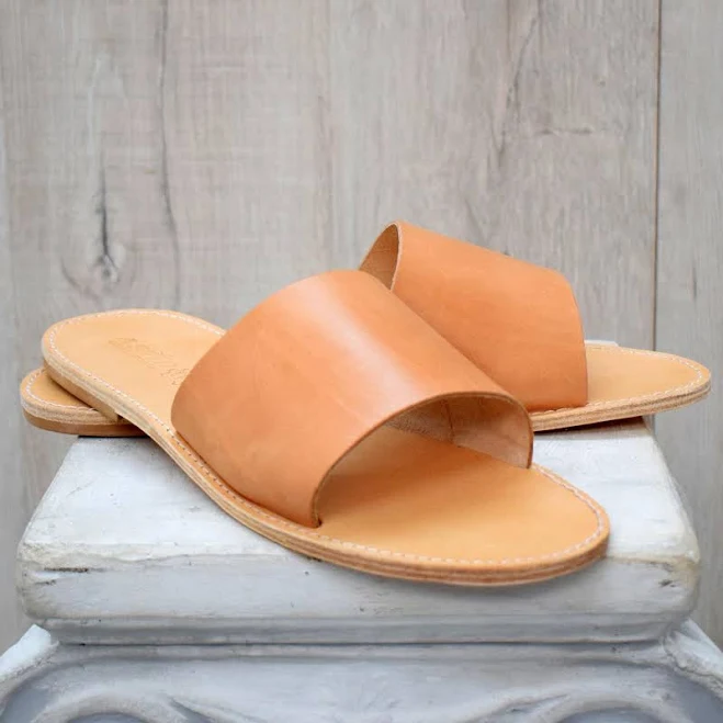 shoes Grounding Greek Leather Slide Sandals Etsy - AstirSandals $69.88