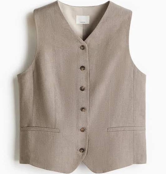 outerwear H&M Ladies Linen-Blend Suit Vest H&M $26.99