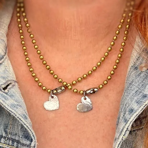 accessory Hammered Heart Charm Layering Necklace Etsy - Seller $24