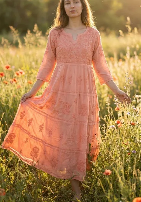 dress Hand Embroidered Cotton Maxi Dress Etsy - Seller $99