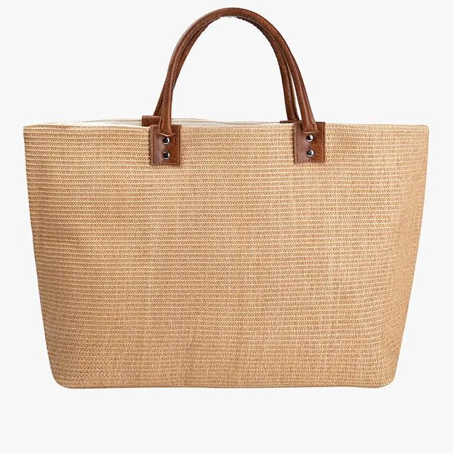 bag Hazel Large Straw Tote with Dual Handles Jen & Co. $24.99