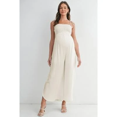 jumpsuit Hello Miss Women's Maternity Smocked Wide-Leg Jumpsuit Target $48