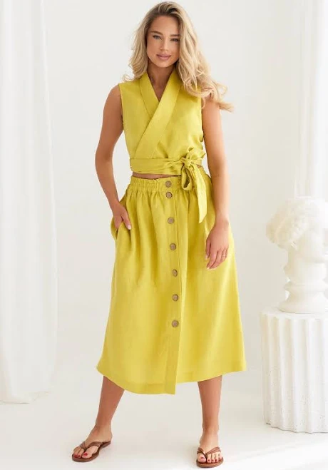 skirt High-Waisted Linen Skirt with Pockets Etsy - Seller $116.18