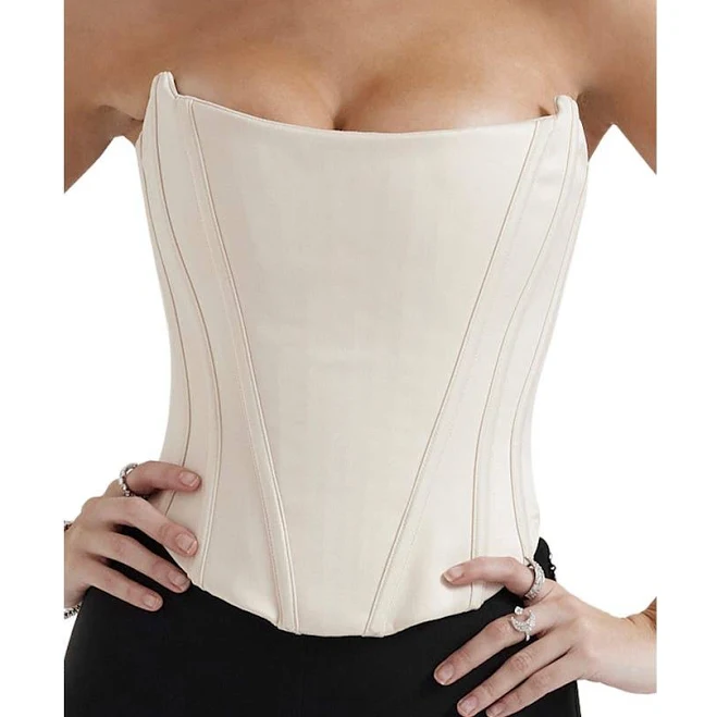 top House of CB Women's Genevieve Strapless Satin Corset Top Nordstrom $149