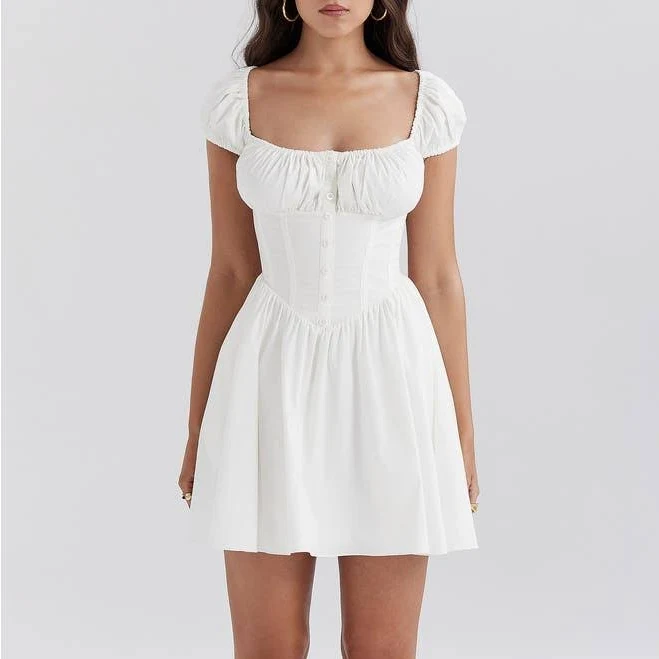 dress House Of Cb Women's Nala Puff Sleeve Stretch Cotton Blend Minidress Nordstrom $255