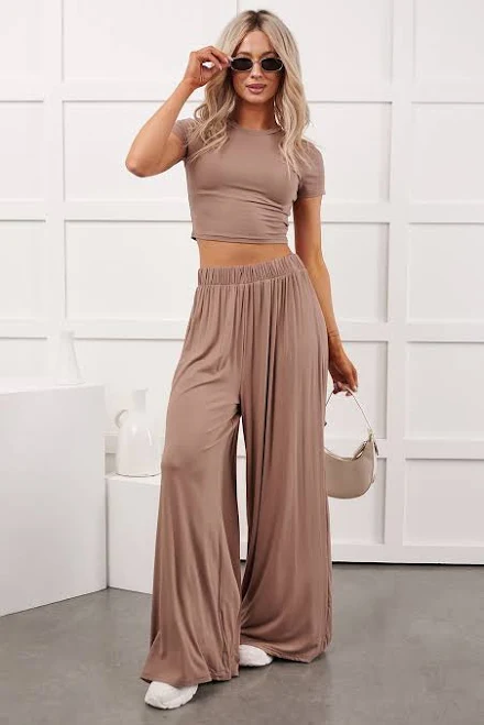 matching set Hyfve Women's Always True Crop Top and Wide Leg Pants Set NanaMacs $45