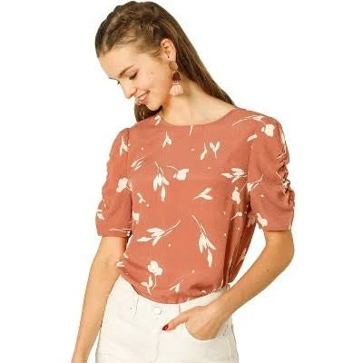 top Inspire Chic Women's Floral Crew Neck Short Sleeve Blouse Target $27.99