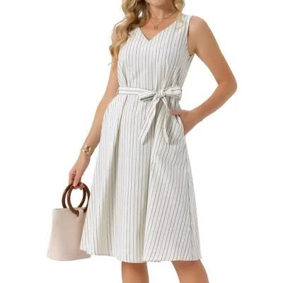 dress Inspire Chic Women's Sleeveless Linen V Neck Dress with Pockets Target $38.99