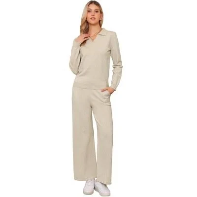 matching set Inspire Chic Women's V-Neck Knit Sweater Top and Pants Set Target $64.99