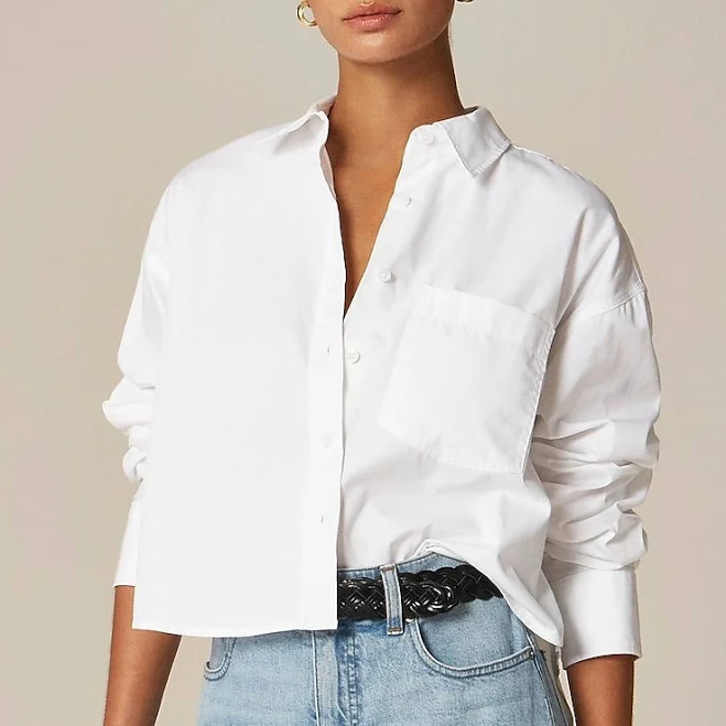 blouses J.Crew Women's Étienne Cropped Cotton Poplin Shirt J.Crew $68.5
