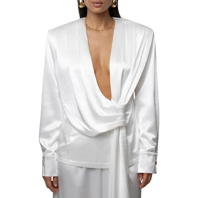top JLUXLABEL Statement Satin Drape Top Nordstrom $90