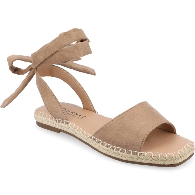 shoes Journee Collection Women's Emelie Espadrille Flat Sandals - Tan - Size 11W Macy's $72