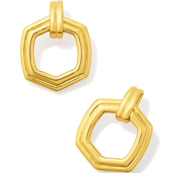 accessory Kendra Scott Women's Davie Ridged Open Frame Earrings in 18k Yellow Gold Vermeil Kendra Scott $119.97