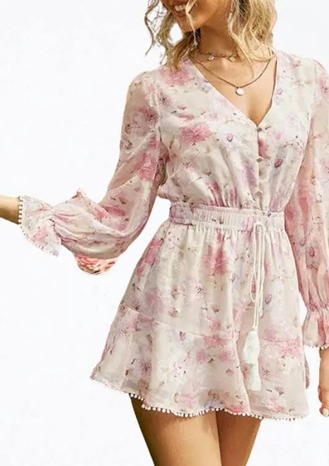 romper L Michele Women's Floral-Print Chiffon Flounce Romper ShopSimon $39.65