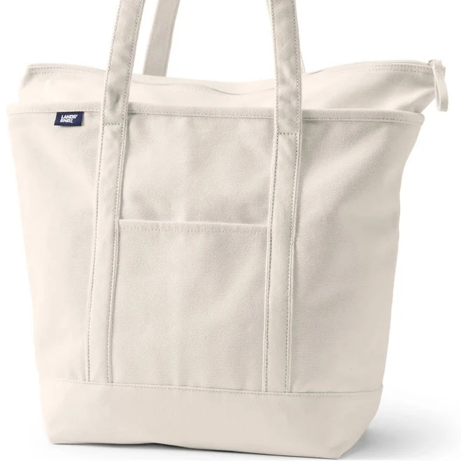 bag Lands' End Large 5 Pocket Zip Top Long Handle Canvas Tote Bag Macy's $47.96