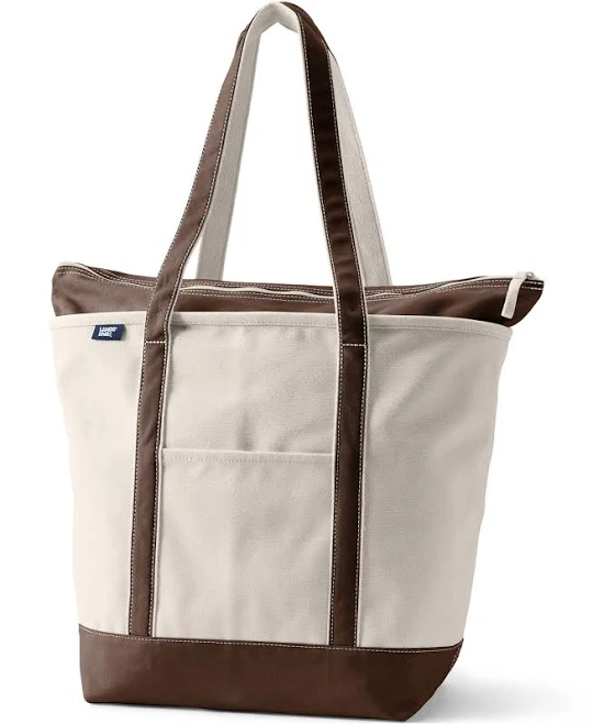 bag Lands' End Large 5 Pocket Zip Top Long Handle Canvas Tote Bag Macy's $47.96