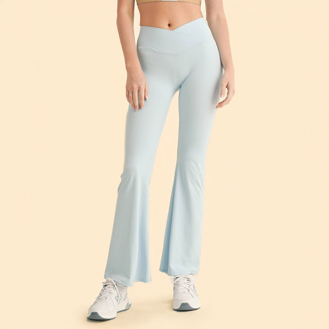 leggings Layla Crossover Yoga Pants: Sky Blue - Medium / Sky Blue Lilac Blonde $16.99