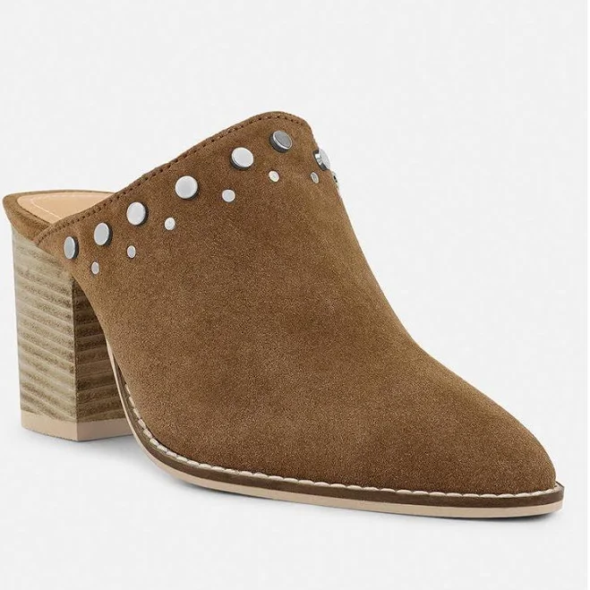 shoes LESLIE Women's Stacked Heel Suede Mules Macy's $38.49