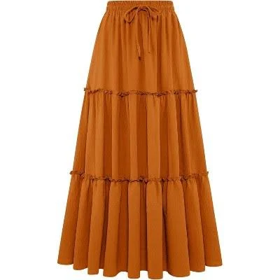 skirt LEVEN Sixteen Women's Boho High Waist Pleated Ruffle Maxi Skirt with Pocket Target $86.99