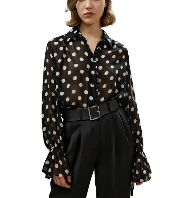 polka dots outfits Lilysilk Women's Polka Dots Georgette Blouse Macy's $189