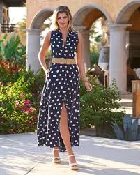 dress Linen Sleeveless Polk-a-dot Maxi Shirt Dress Navy Boston Proper $59.98