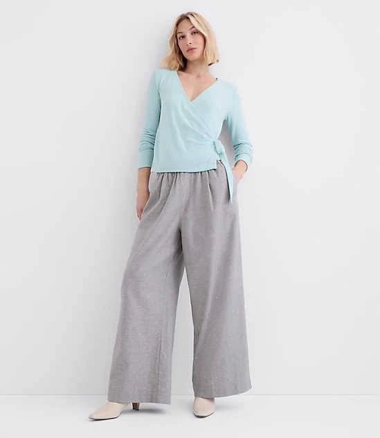 pants Loft Women's Petite Pleated Pull On Wide Leg Pants LOFT $37.44