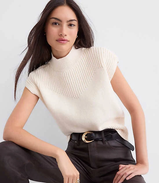 top Loft Women's Ribtrim Sleeveless Mock Neck Sweater LOFT $22