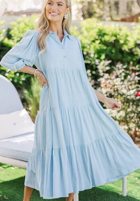 dress Love Found Linen Tiered Midi Dress The Mint Julep Boutique $72