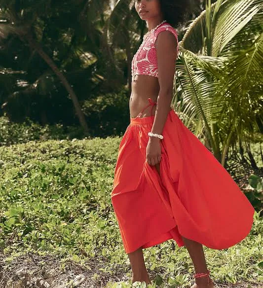 skirt Lowen A-line Midi Skirt by free-est at Free People in Red, Size: XS Free People $60