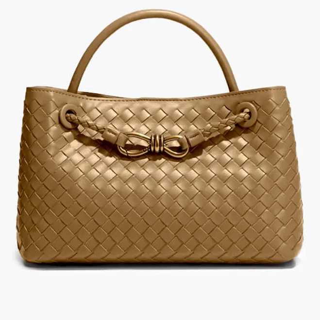 bag Lucia Women's Woven Vegan Leather Handbag with Gold Hardware SOERA $70