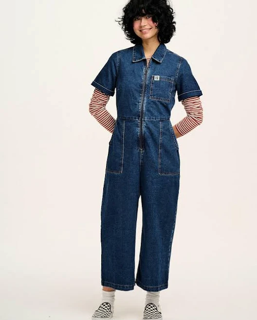 jumpsuit Lucy & Yak Ragan Denim Jumpsuit in Mid Wash Blue Lucy & Yak $115