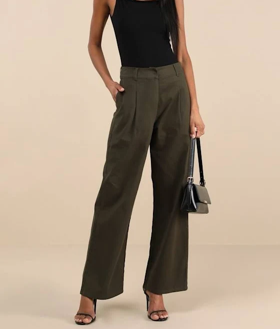 pants Lulus Charismatic Success High-Rise Wide-Leg Pleated Pants Lulus $35