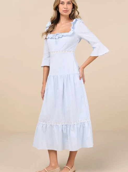 dress Lulus Cotton Tiered Midi Dress Lulus $15