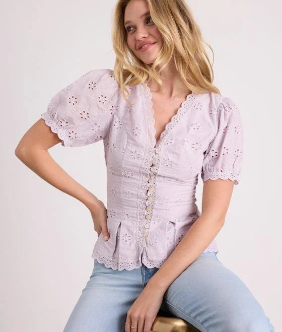 blouses Lulus Eyelet Embroidered Button-Front Top Lulus $45