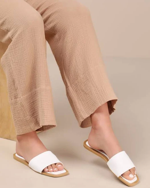 shoes Lulus Flat Square-Toe Slide Sandals Lulus $19.2