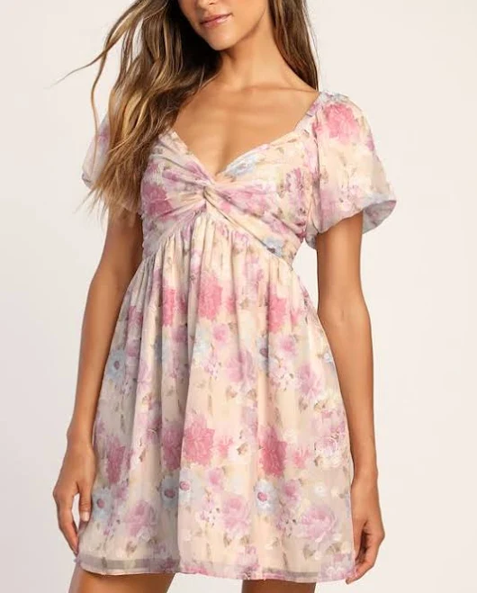 dress Lulus Floral Print Puff Sleeve Mini Dress Lulus $59