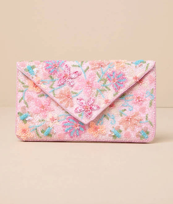 bag Lulus Floral Sequin Beaded Clutch Lulus $55