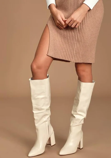 shoes Lulus Women's Pointed-Toe Knee High Vegan Boots Lulus $55