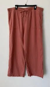 pants M &S Collection Terracotta Linen Blend Elastic Waist Wide Leg Pants US Size 18 eBay $14.66