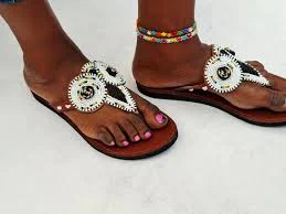 shoes Maasai Beaded Leather Gladiator Sandals: Kenyan Handmade Boho Shoes Etsy $70