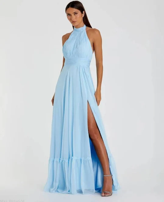 dress Mac Duggal High Neck Tiered Chiffon Halter Gown Mac Duggal $194