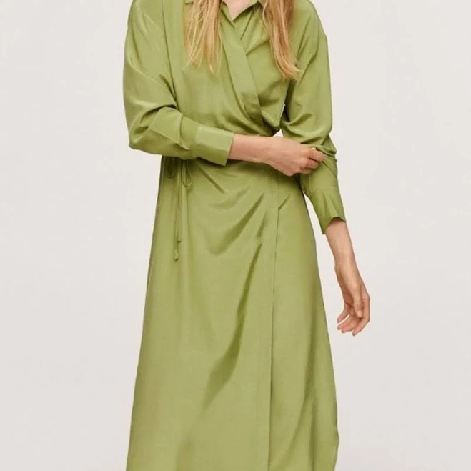 dress MANGO Wrapped Satin Dress - New Women | Color: Mustard | Size: S Mercari $34