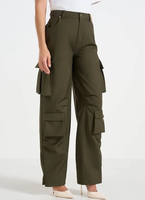 wide leg pants Manière De Voir Emilie High Waisted Twill Cargo Pants Manière De Voir $200