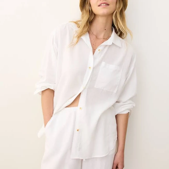 top Marine Layer Women's Gracey Oversized Linen Shirt Marine Layer $110