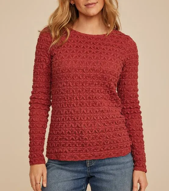 top maurices Women's Textured Boat Neck Long Sleeve Tee Maurices $16.98