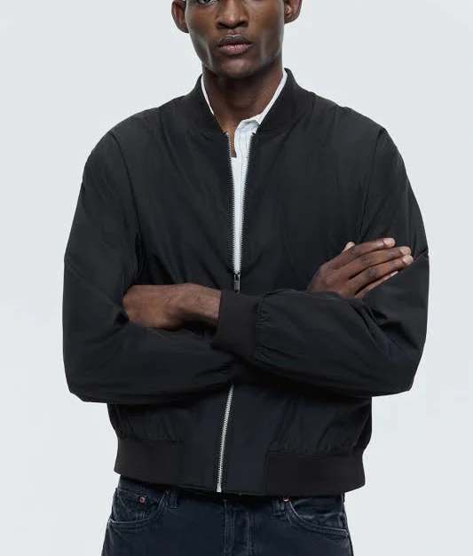 outerwear Men - Black Lightweight Bomber Jacket - Size: XL - H&M H&M $44.99