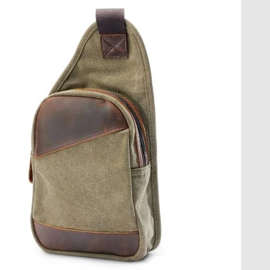 bag Men's Army Green Canvas & Leather Crossbody Shoulder Bag Trendhim.com $89.9