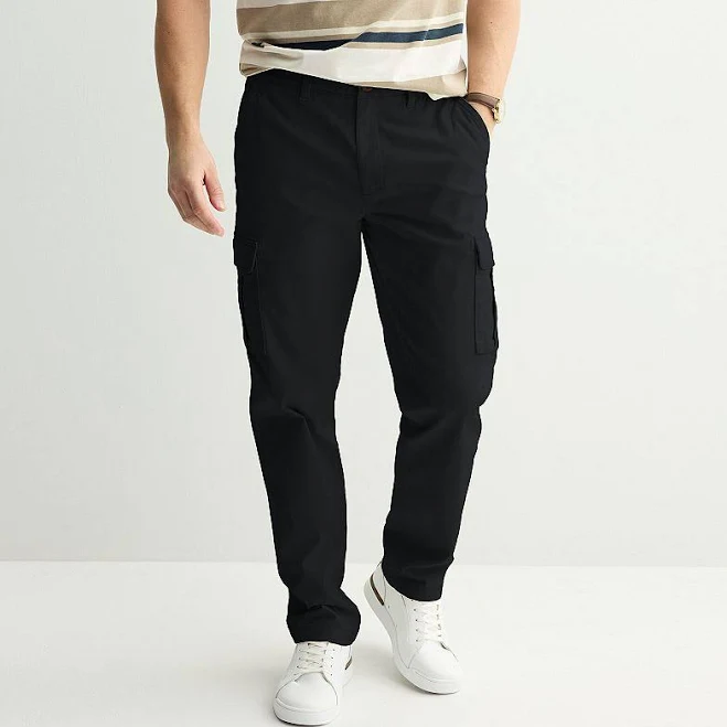 cargo pants Men's Sonoma Goods For Life Straight-Fit Flexwear Cargo Pants, Size: 38X30, Black Kohl's $29.74